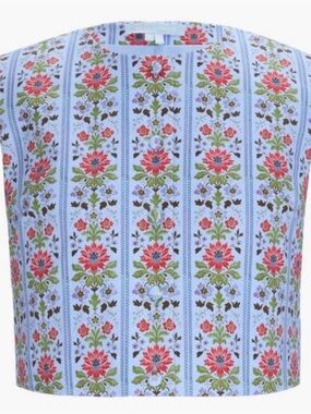 ISO Hill House Rosalie top blue floral block stripe XS